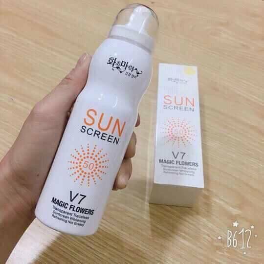 Lời khen ngợi đáng giá Xịt chống nắng SunScreen V7 Magic Flowers – Hàn Quốc