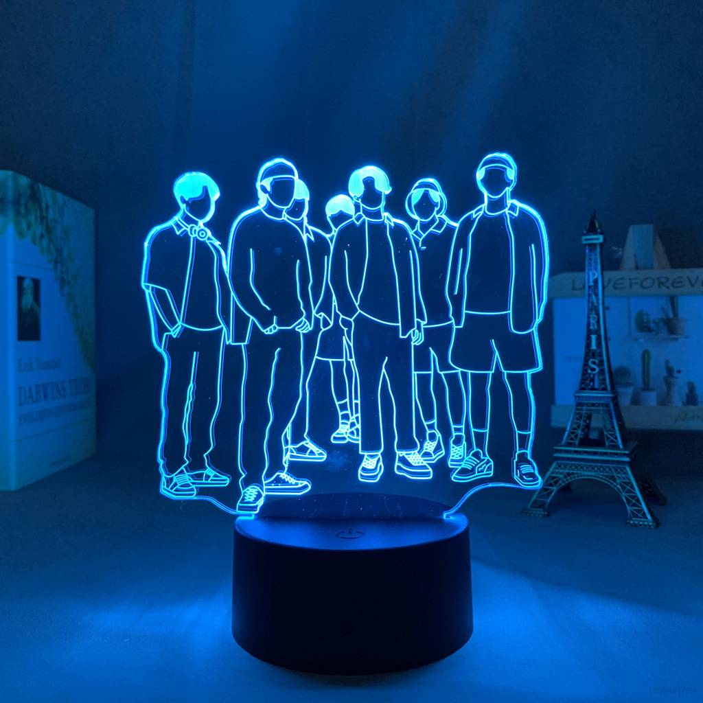 Đèn LED Hình Nhân Vật Anime BTS Sạc USB Để Bàn Trang Trí Nhà Cửa