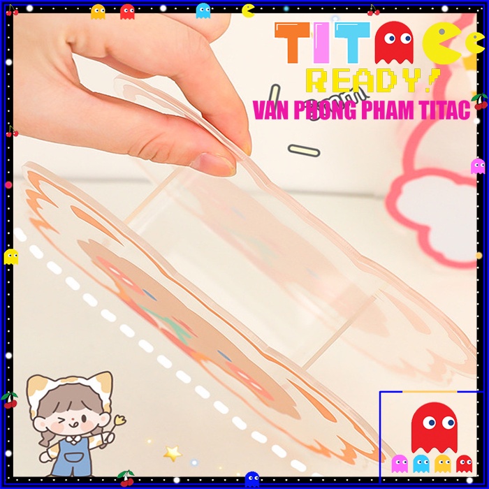 Hộp Đựng Bút/Đồ Trang Điểm Để Bàn Đa Năng Trong Suốt Họa Tiết Hoạt Hình Dễ Thương