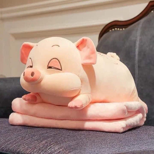 Set Chăn Gối Ôm Hình Lợn Siêu dễ thương