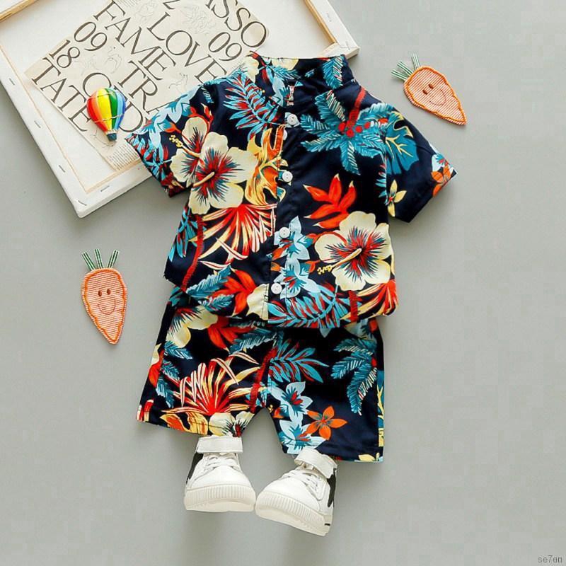 Set Áo Thun Tay Ngắn 7 Lỗ &amp; Quần Short Cho Bé Trai