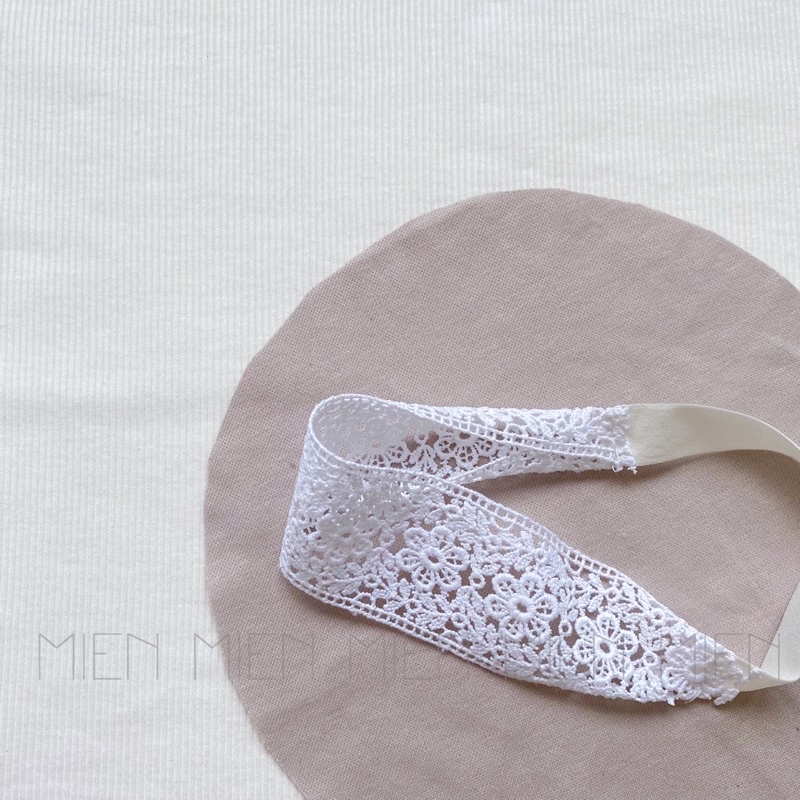 (P02) Băng đô turban ren phẳng cho bé gái MIEN