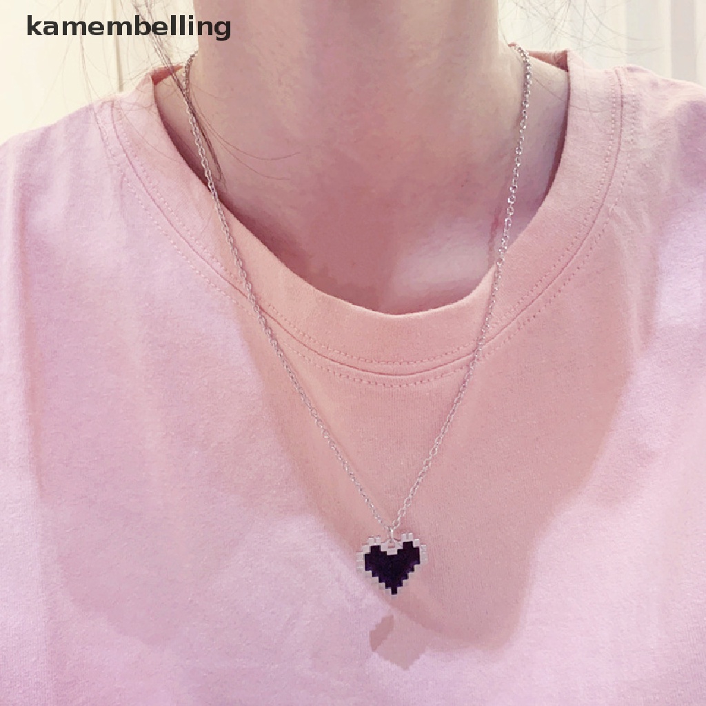 Dây Chuyền Dài Hai Lớp Mặt Trái Tim Khảm Hình Trái Tim Màu Đen Phong Cách Hip Hop Gothic Cho Nam Và Nữ