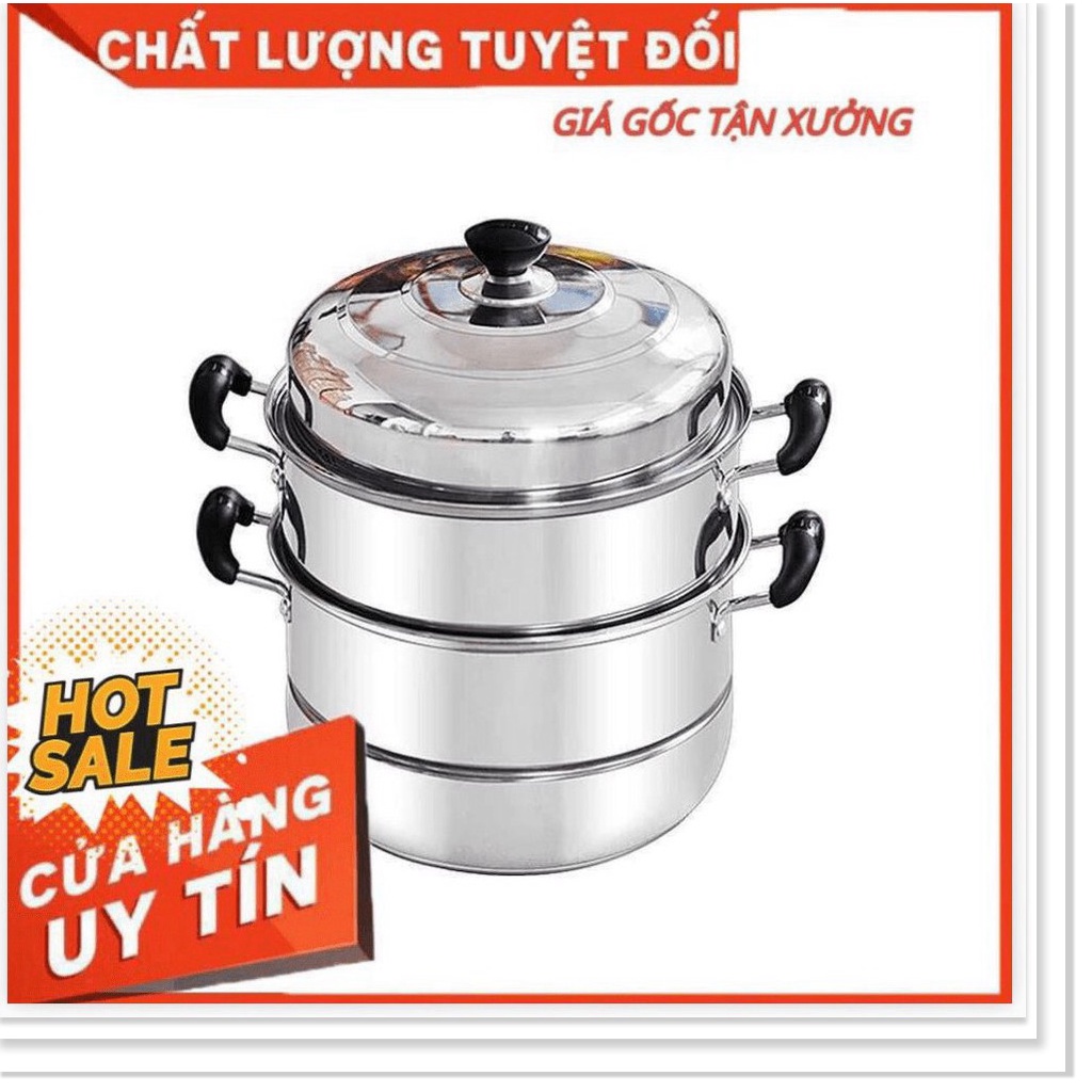 Nồi hấp xửng hấp 3 tầng hấp gà xôi bánh bao chất liệu inox cao cấp size 28cm dùng được bếp từ