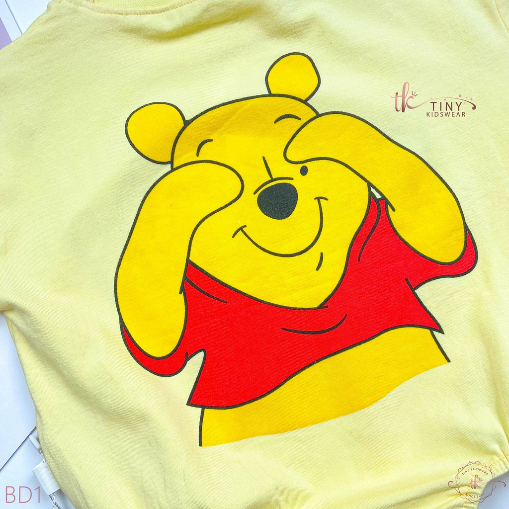 Bộ bodysuit cotton ngắn tay hình Gấu Pooh cho bé từ 5-14kg [BD1]