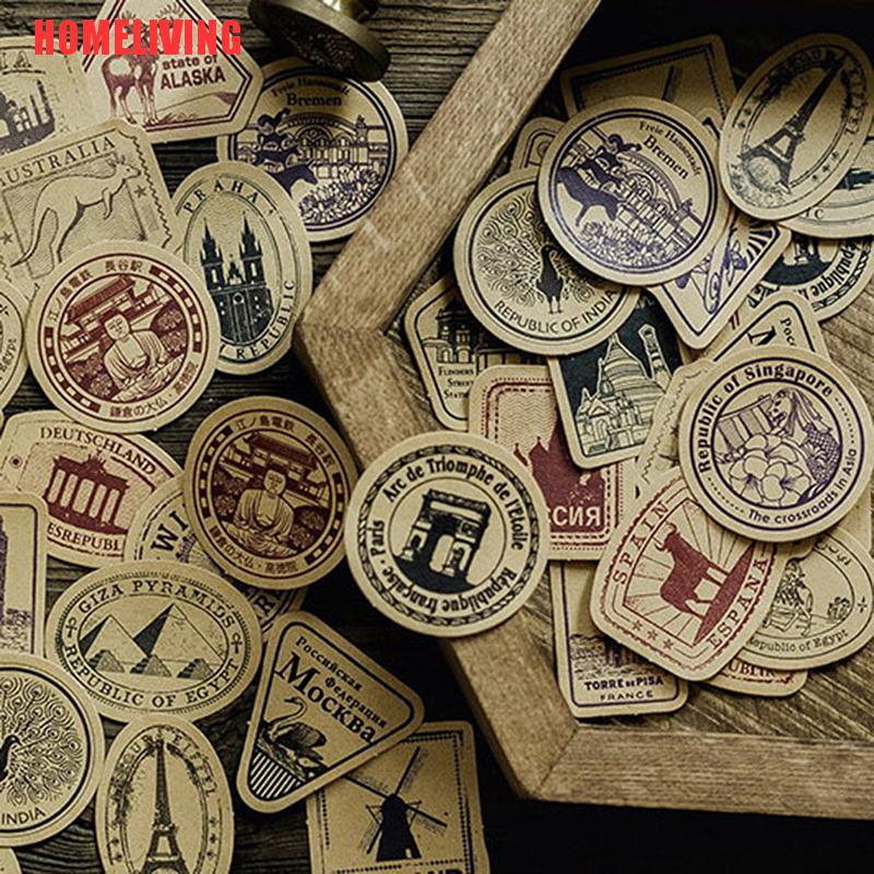Hộp 46 Miếng Dán Giấy Phong Cách Vintage Dùng Trang Trí Nhật Ký / Quà Tặng DIY