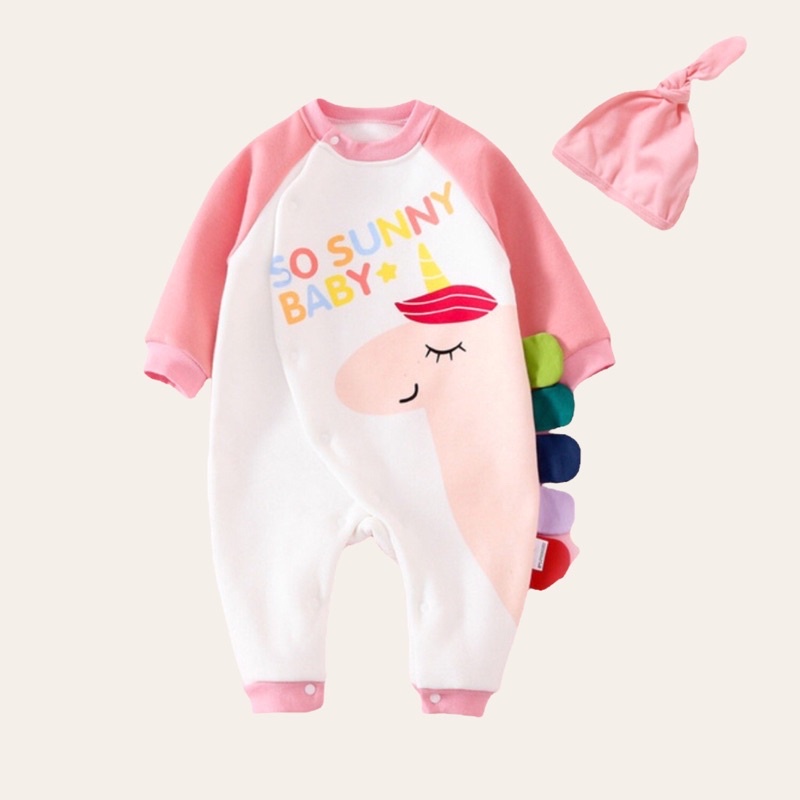 Bodysuit hình động vật dễ thương kèm mũ cho bé