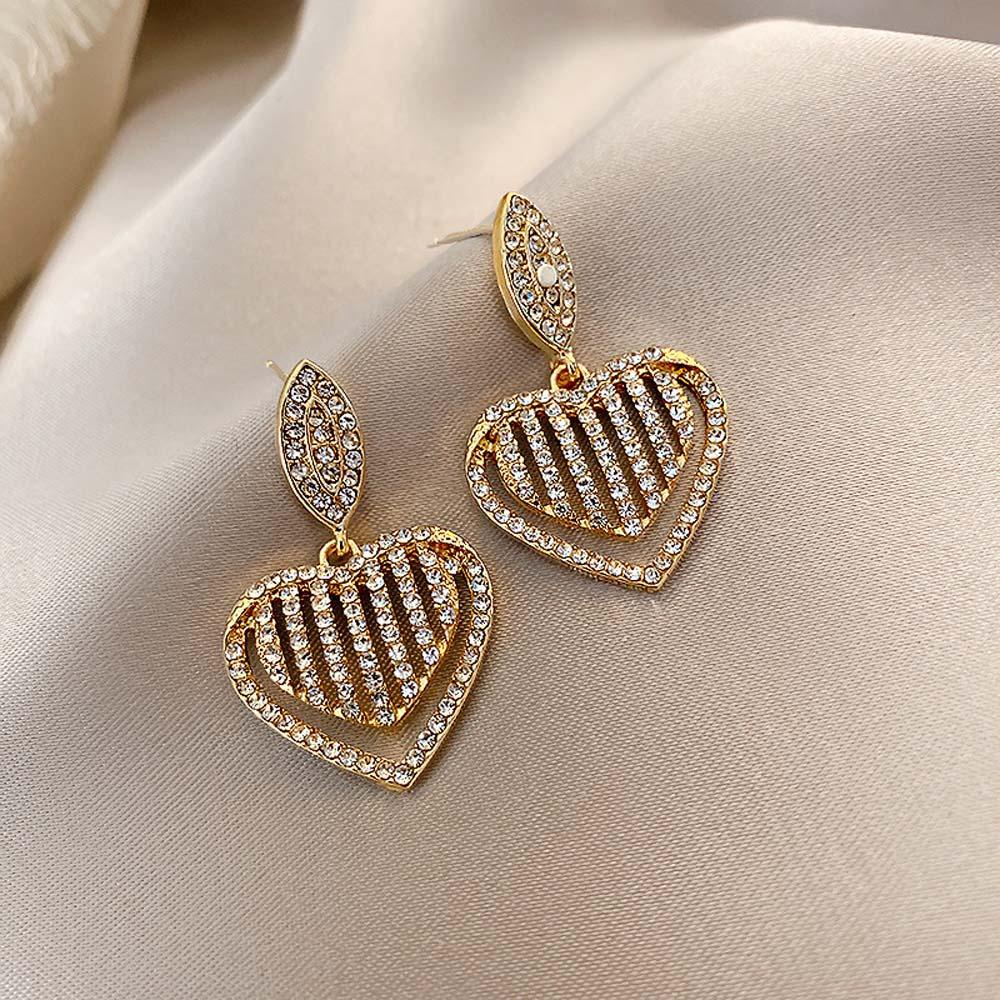 Khuyên Tai Lủng Lẳng Đính Đá Đơn Giản Thời Trang Hàn Quốc Cho Nữ