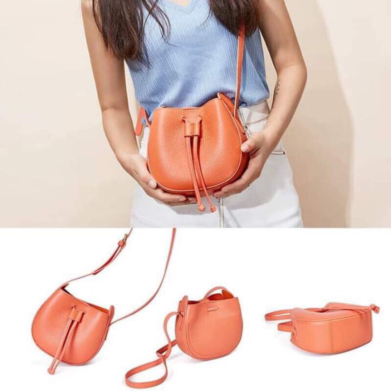 Túi dáng bucket da bò phong cách nhỏ xinh