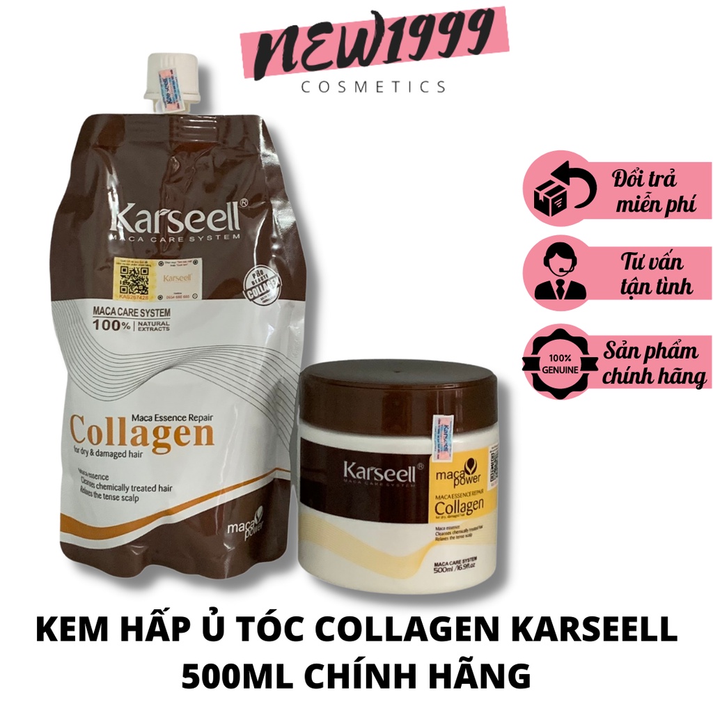 Kem hấp ủ tóc COLLAGEN KARSEELL 500ml chính hãng phục hồi tóc hư tổn khô sơ chẻ ngọn new1999