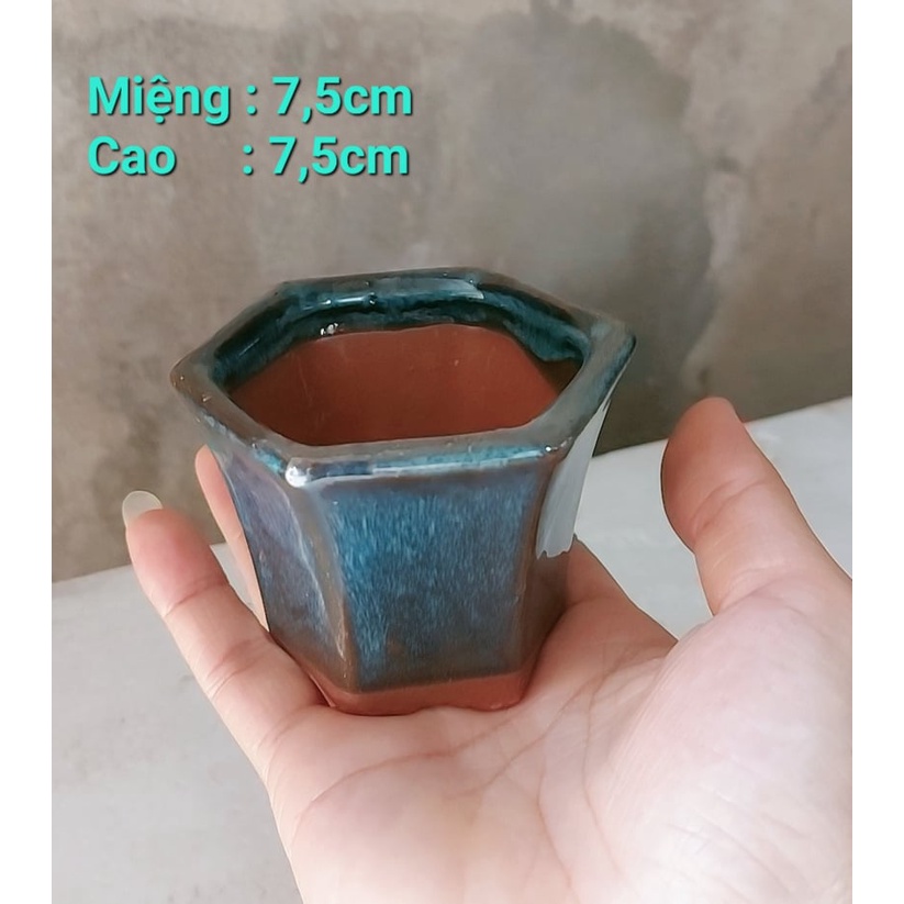 Chậu gốm sứ Bát Tràng men xanh ngọc bích HÀNG LOẠI 1 dùng cho bonsai mini, sen đá, cây trong nhà