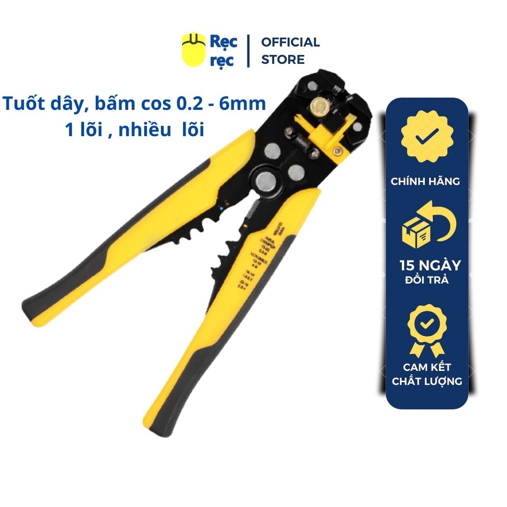 Rẹc Rẹc - Kìm tuốt dây điện, dây cáp, bấm cos đa năng 0.2 - 6mm - Thép không gỉ