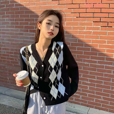 Áo Khoác Cardigan Dệt Kim Tay Dài Cổ Chữ V Phong Cách Retro Mùa Thu Cho Nữ