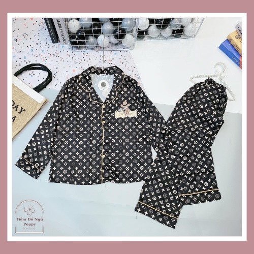Bộ mặc nhà nữ Latin cao cấp quần dài POPPY-MIKIii ĐEN
