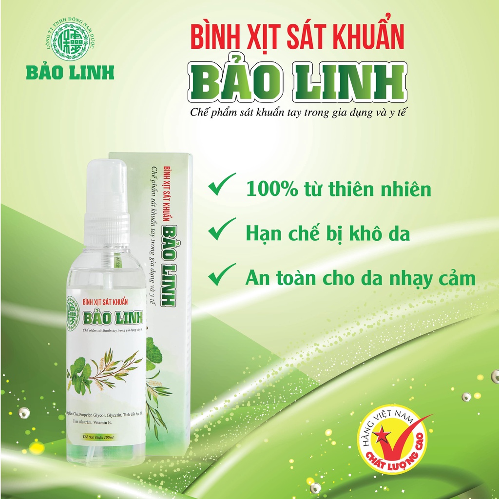 Bình Xịt Sát Khuẩn Tinh Dầu Bảo Linh 60ml và 100ml