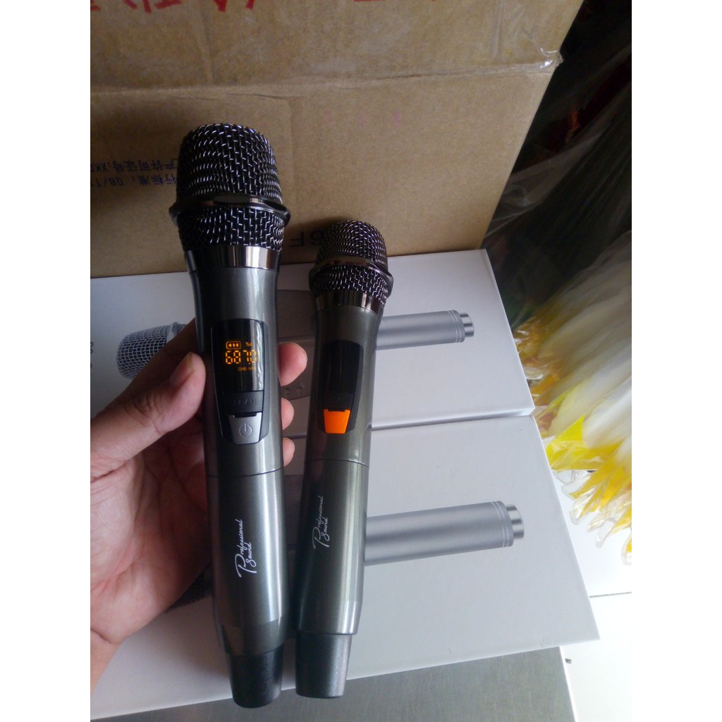 Bộ 2 Micro không dây cho loa kéo UHF Wireless Microphone mạch rời xám PRO  - micro cho loa kẹo kéo