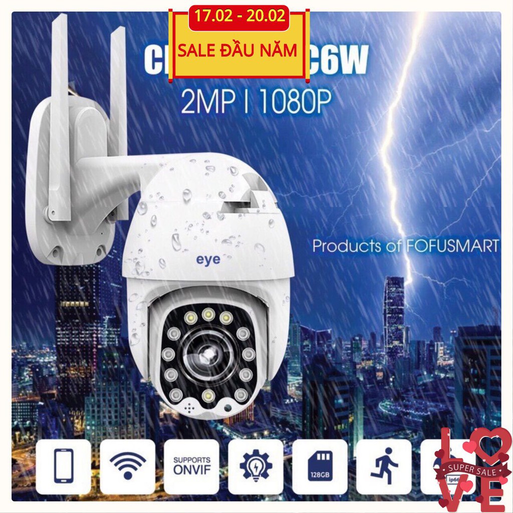 Camera IP Wifi Ngoài trời Yoosee Eye FF-C6W xoay 355 độ FullHD 1080P|ban đêm có màu