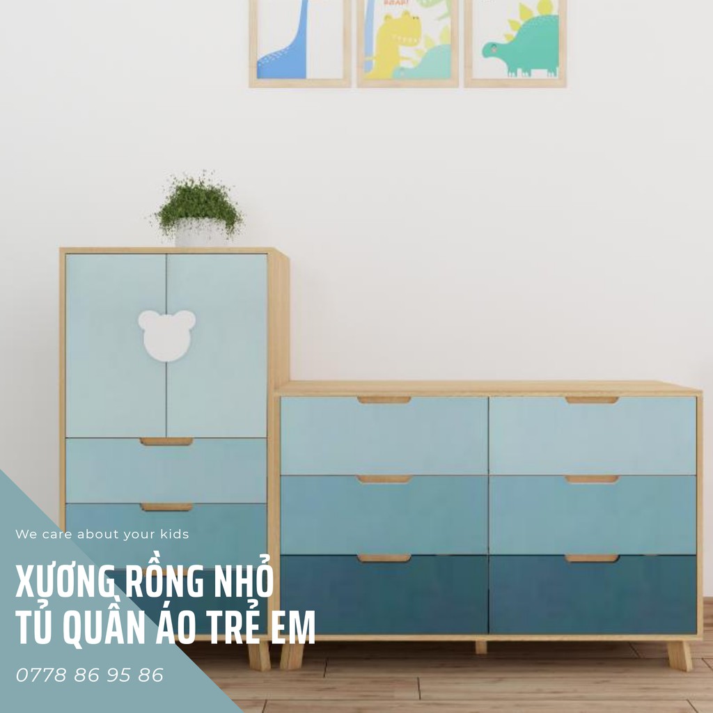 Tủ quần áo trẻ em màu sắc cho bé - Tủ gỗ MDF lõi xanh chống ẩm