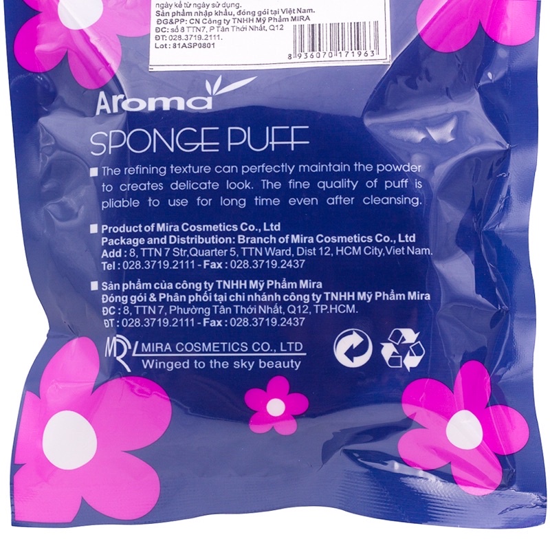 Bông phấn trang điểm 4 miếng đa năng Mira