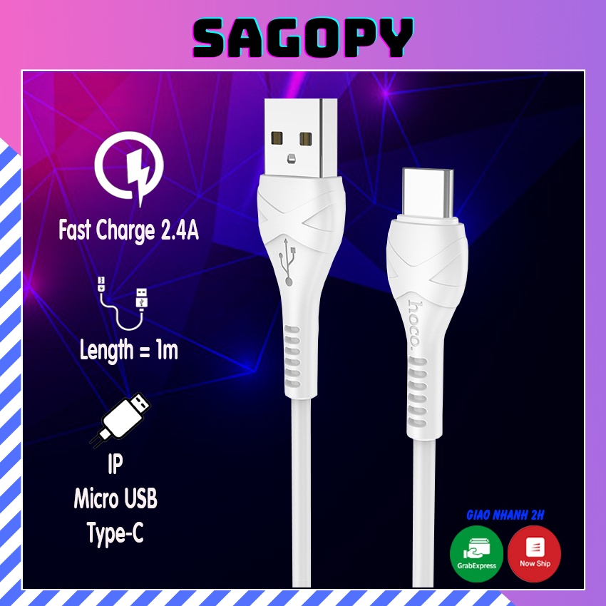 Dây sạc nhanh X37 IP, type c,micro usb android, dây cáp sạc nhanh cho tai nghe bluetooth pin dự phòng chính hãng Sagopy