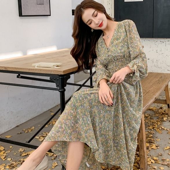 Đầm voan dài tay thời trang thanh lịch có size S-3XL dành cho nữ | BigBuy360 - bigbuy360.vn