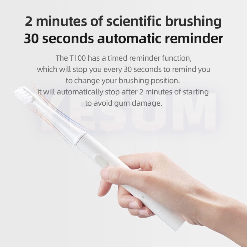 【Sẵn sàng】Xiaomi Electric Toothbrush Bàn chải đánh răng điện Xiaomi Mijia T100 Sonic IPX7 không thấm nước Làm sạch răng