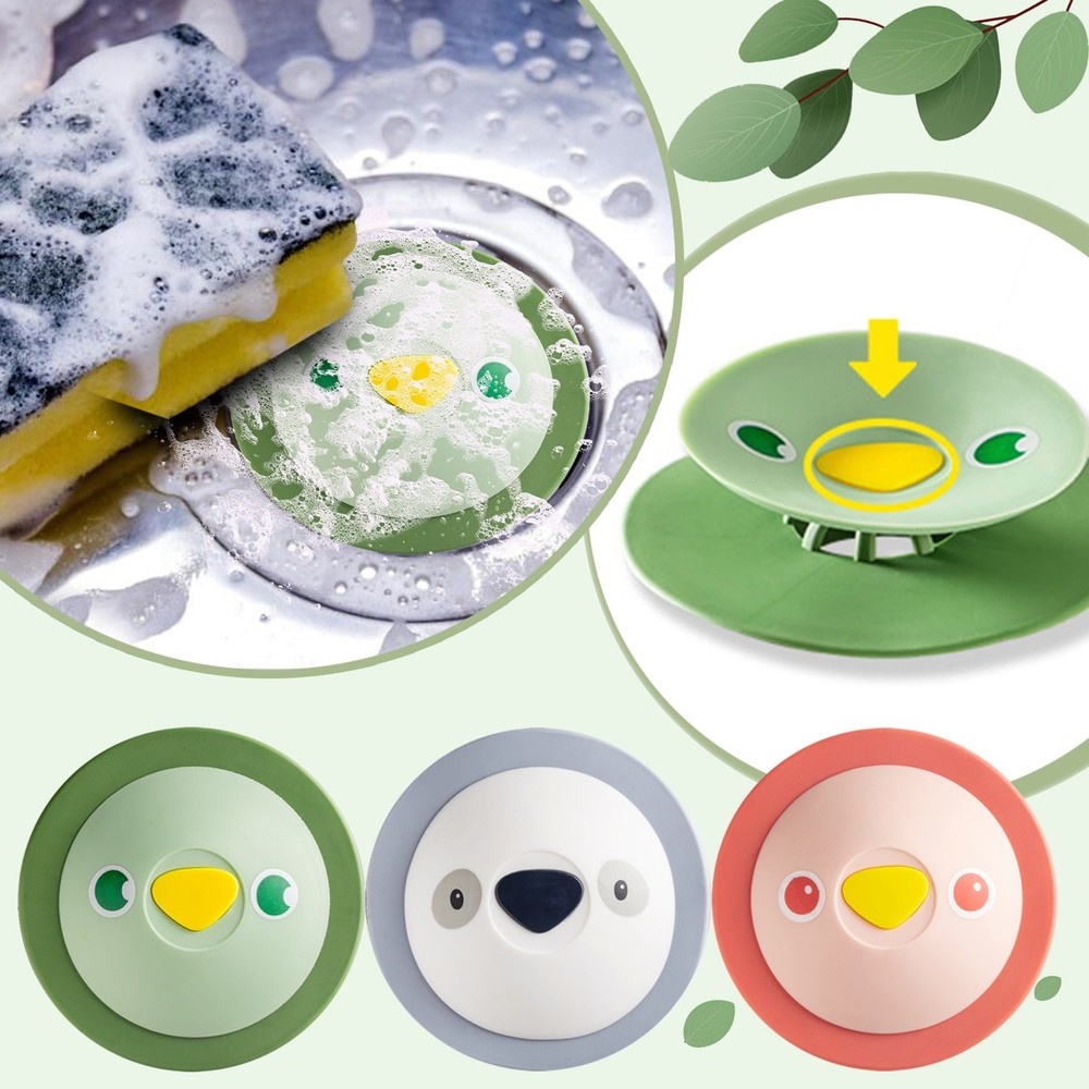 Nắp Đậy Cống Thoát Nước Nhà Bếp/Phòng Tắm Bằng Silicon Họa Tiết Hoạt Hình Dễ Thương
