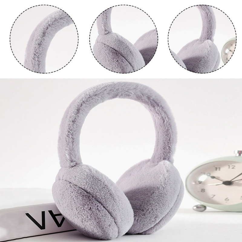 Chụp Tai Giữ Ấm Mùa Đông Phủ Lông Nhân Tạo Màu Trơn Dễ Thương Chống Gió Có Thể Gập Lại Cho Nam Và Nữ