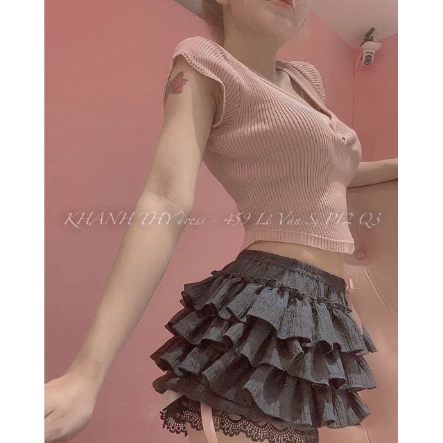 QUẦN ĐÙI TẦNG TRƠN ĐÍNH NƠ CHẤT XỐP Y HÌNH PHONG CÁCH Cực cute  siêu hot