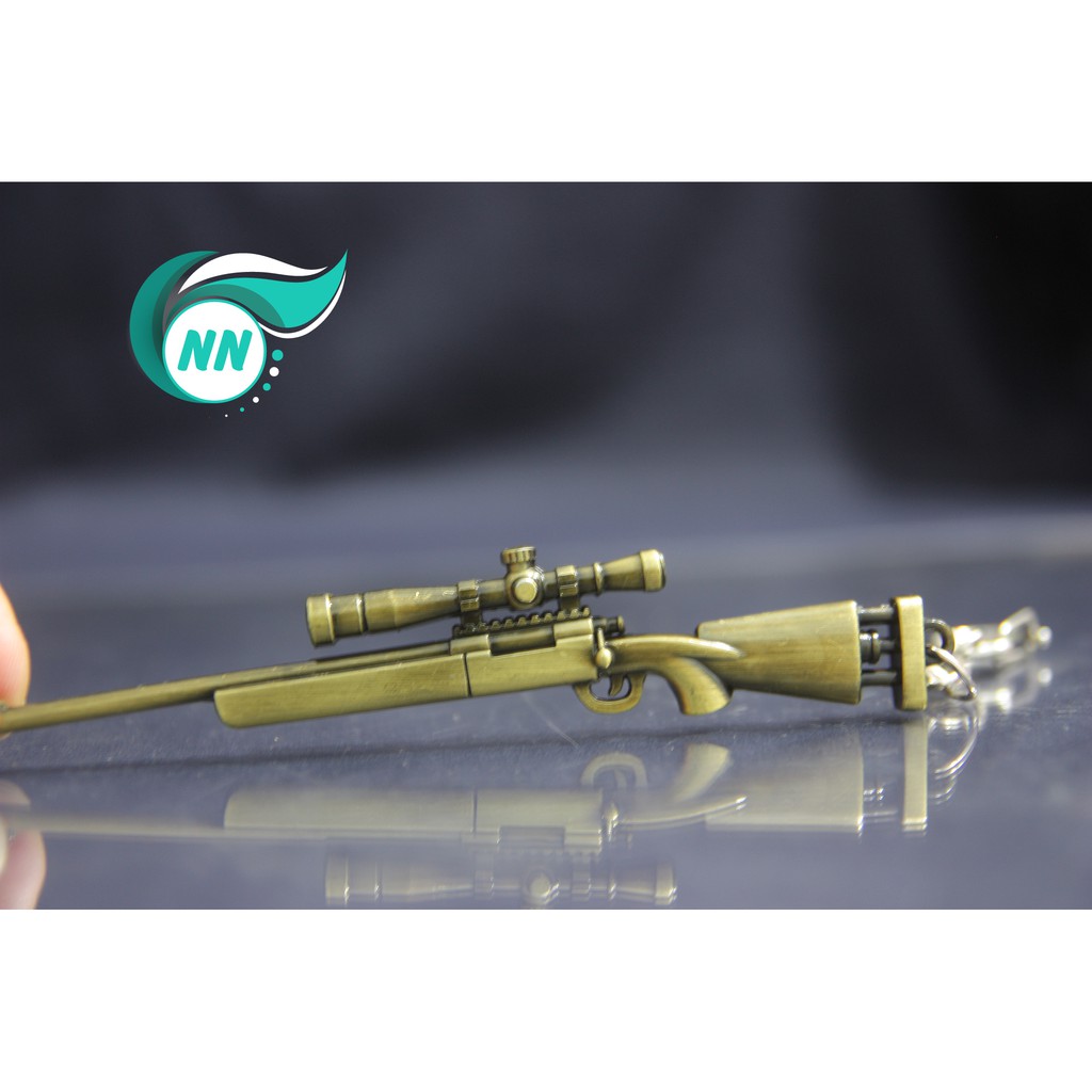 Móc Khóa Mô hình Pubg M24 xi mạ đồng thau bóng loáng , phụ kiện móc khóa pubg mô hình trong game