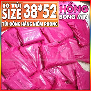 10 Túi Đóng Hàng Niêm Phong Tự Dính Hồng 38x52cm Màu Bóng Mịn Đóng Gói Bộ Đồ, Áo Khoác