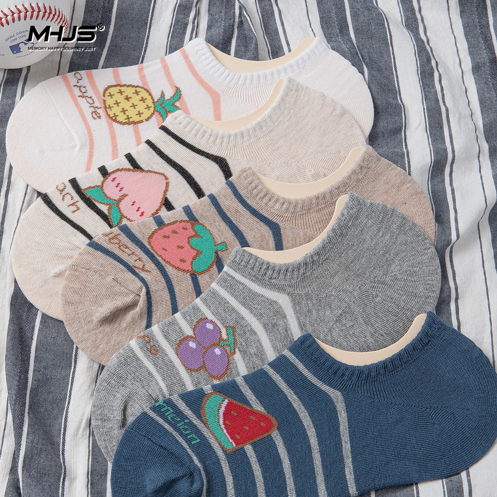 Tất lười nữ Vớ ẩn chống trượt In hình trái cây Dễ thương Cute Dễ thương Hàn Quốc