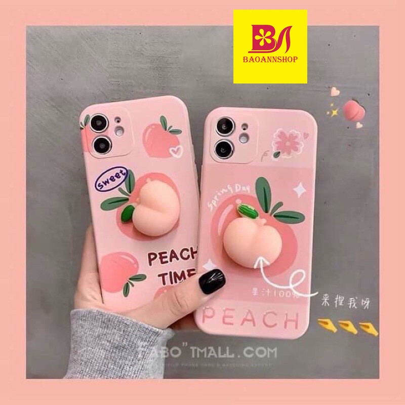 Ốp lưng iphone Họa Tiết Quả Đào PEACH Dẻo Viền Vuông D05 7plus/8plus/x/xs/xsmax/11/12/promax - BAOANNSHOP