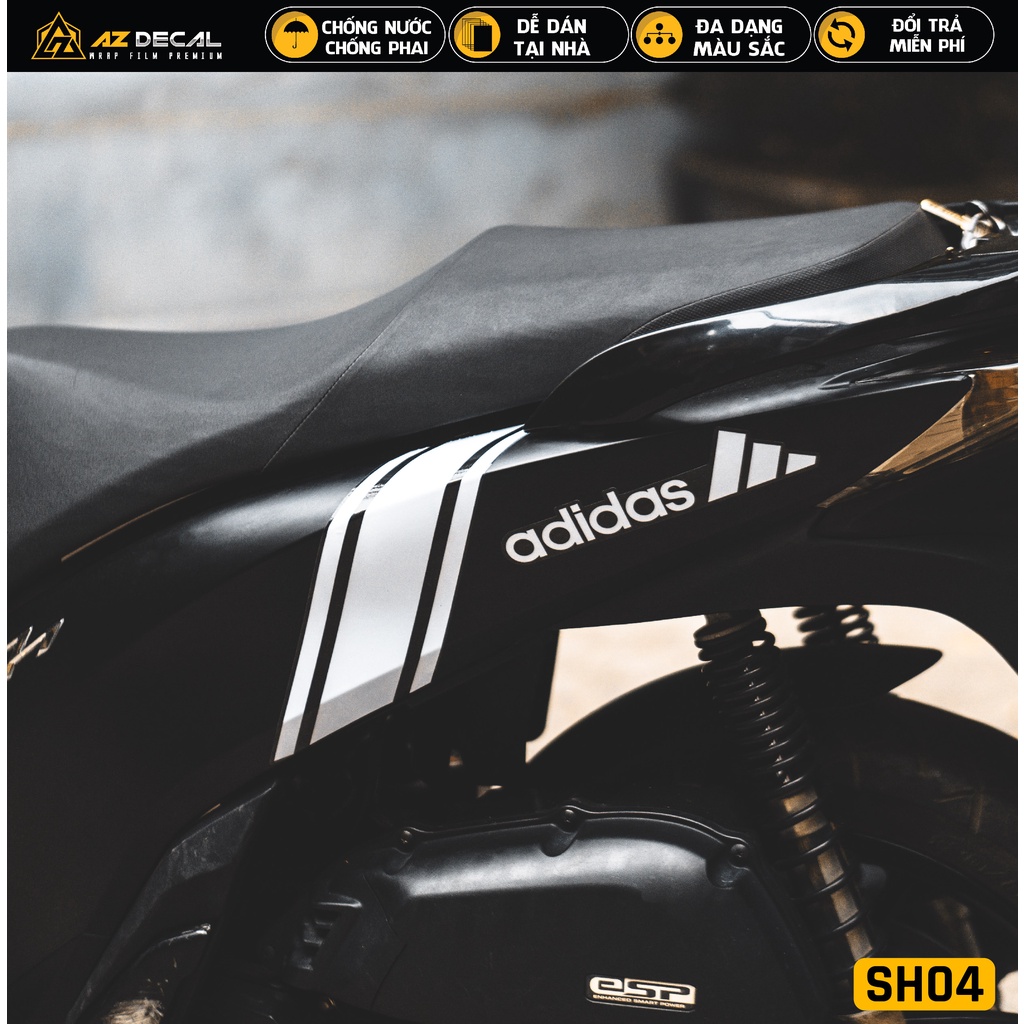 Tem Dán Xe SH Adidas | SH04 | Decal Rời Dán SH Chất Liệu Decal Vinyl Cao Cấp Chống Bay Màu, Dễ Dán Cho SH 2012 - 2022