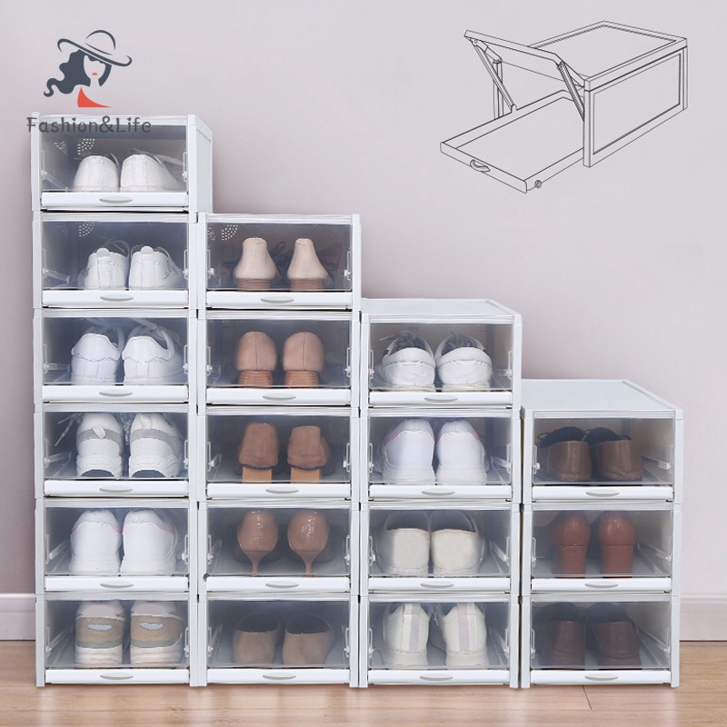 ✨F&amp;L✨ 3 Pack/Set Stackable Storage Shoe Box Clear Plastic Shoes Containers Cases