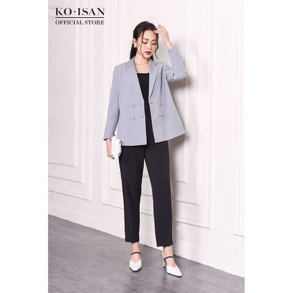 Áo khoác blazer nữ KO-ISAN thiết kế thanh lịch với 04 khuy cúc, chất liệu cao cấp - 390121