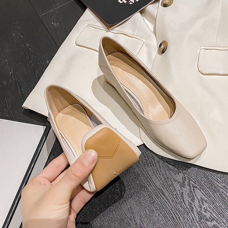 Giày Búp Bê Size 32 33 đế vuông cao 5p mũi vuông thời trang công sở hàn quốc