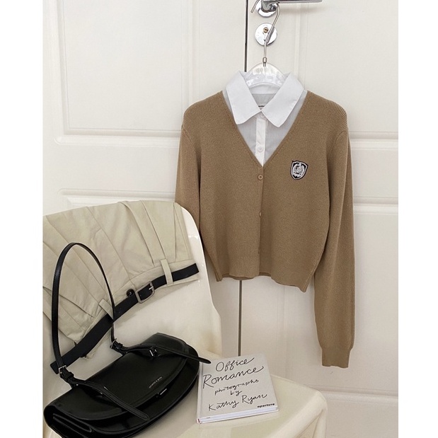 Kumikumi HUANG YOYO Áo Sweater Dệt Kim Tay Dài Màu Trơn Thời Trang Hàn Quốc 2023 Cho Nữ croptop
