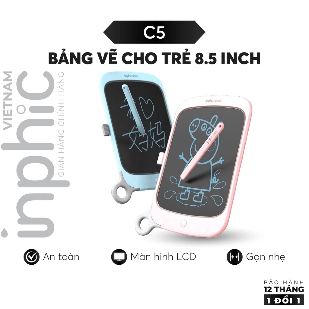 Bảng Vẽ Cho Trẻ 8.5 inch Không Bám Bụi Màn Hình LCD INPHIC C5 Tiết Kiệm Chi Phí và Bảo Vệ Môi Trường