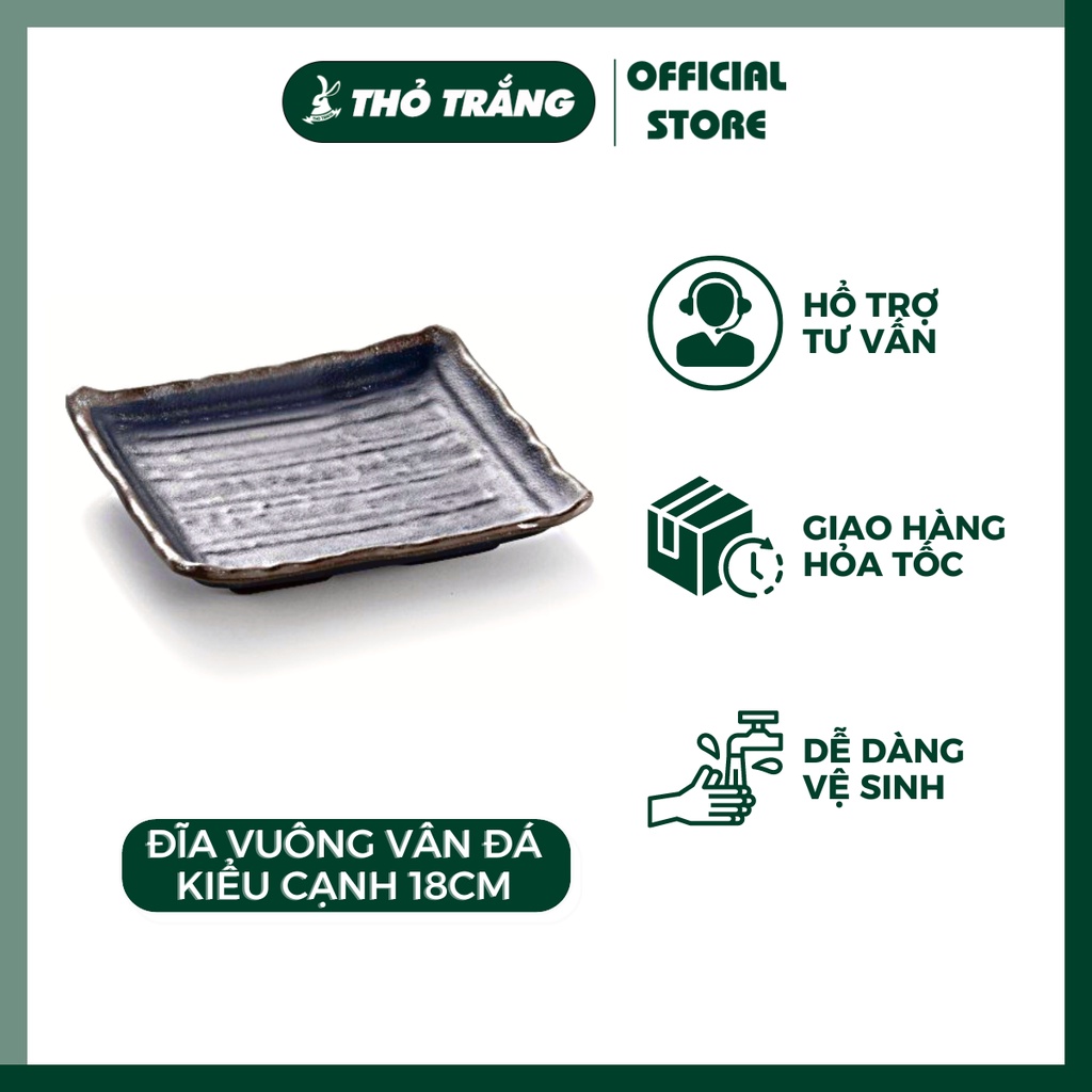 Đĩa Vuông vân đá để thịt kiểu Cạnh 18cm 416930