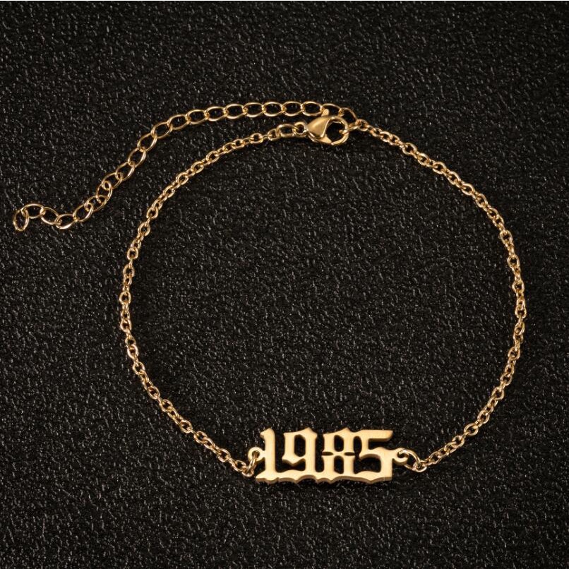Vòng Đeo Cổ Chân Bằng Thép Không Gỉ Khắc Số Năm Mới Năm 1980 1995 Thời Trang Dành Cho Nam Và Nữ