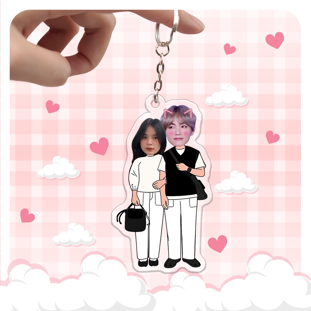 Móc khóa chibi cặp đôi in theo yêu cầu