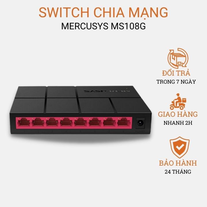 Bộ chia mạng Mercusys 8 Cổng MS108G 10/100/1000 Mbps. Chính hãng, BH 24 tháng