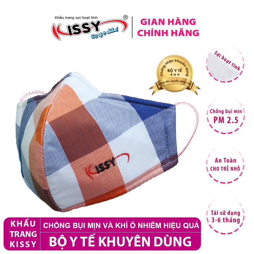 Khẩu trang cao cấp Kissy 100% chính hãng - Mẫu Caro Freestyle - Khẩu trang nam