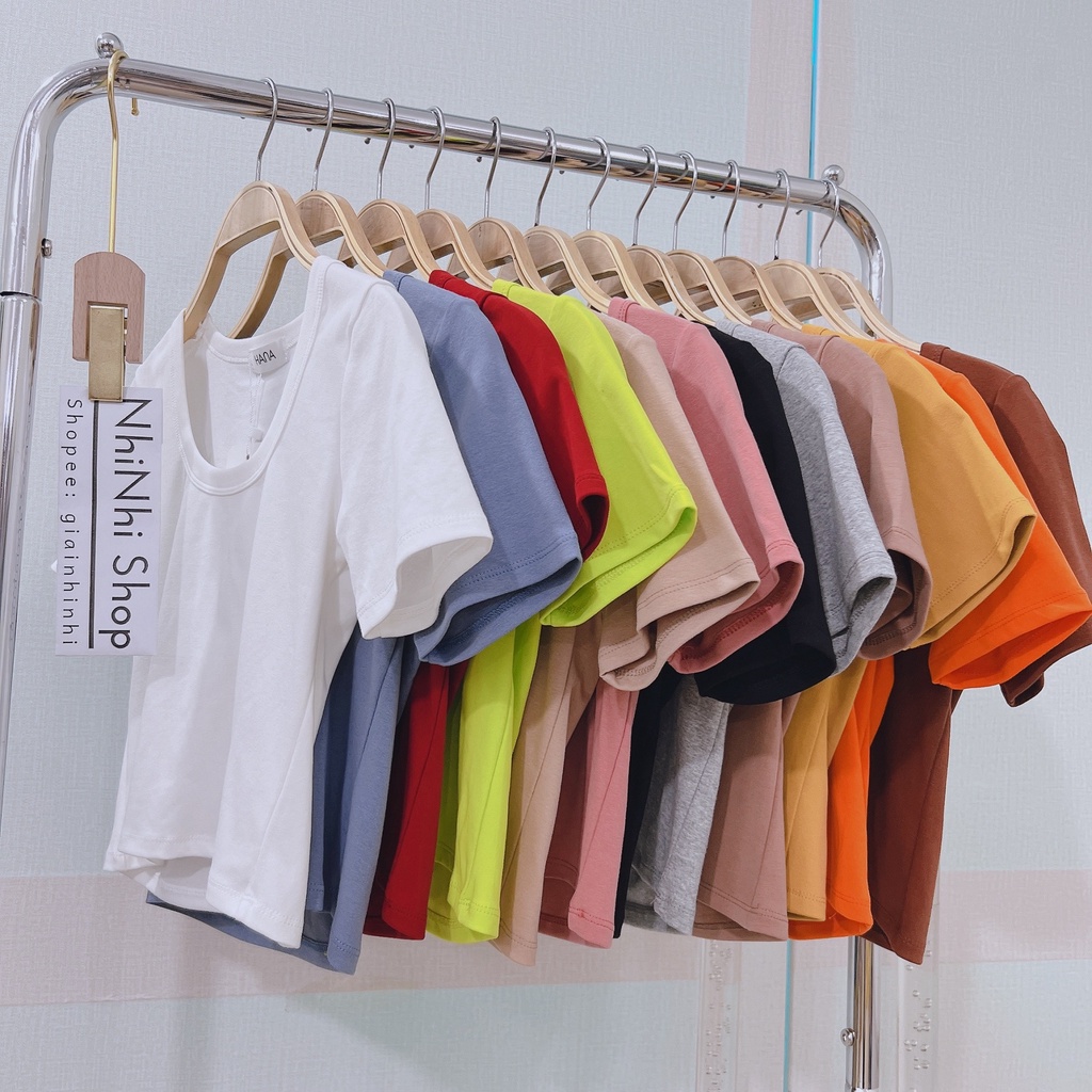 Áo phông Croptop ngắn tay dáng ôm, Áo thun dáng ngắn form ôm XX755 - NhiNhi Shop