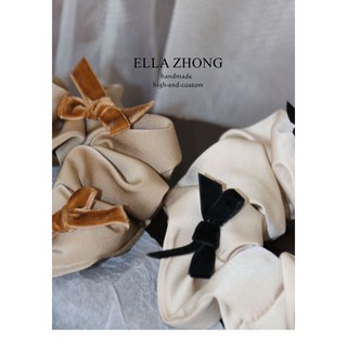 Scrunchies cột tóc lụa đính nơ dễ thương phong cách Hàn Quốc