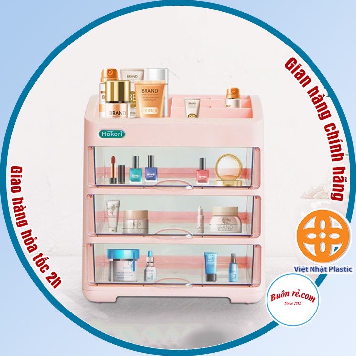 Tủ Đựng Mỹ Phẩm 4 Tầng HOKORI Cao Cấp Nhựa Việt Nhật, Kệ Đựng Mỹ Phẩm, Đồ Trang Điểm Nhiều Tầng