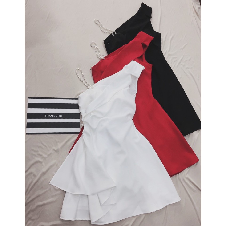 Đầm dự tiệc 1 dây vai đính chuỗi sang trọng Vải cam kết loại 1 [ĐẦM 1VAICUOM | BigBuy360 - bigbuy360.vn