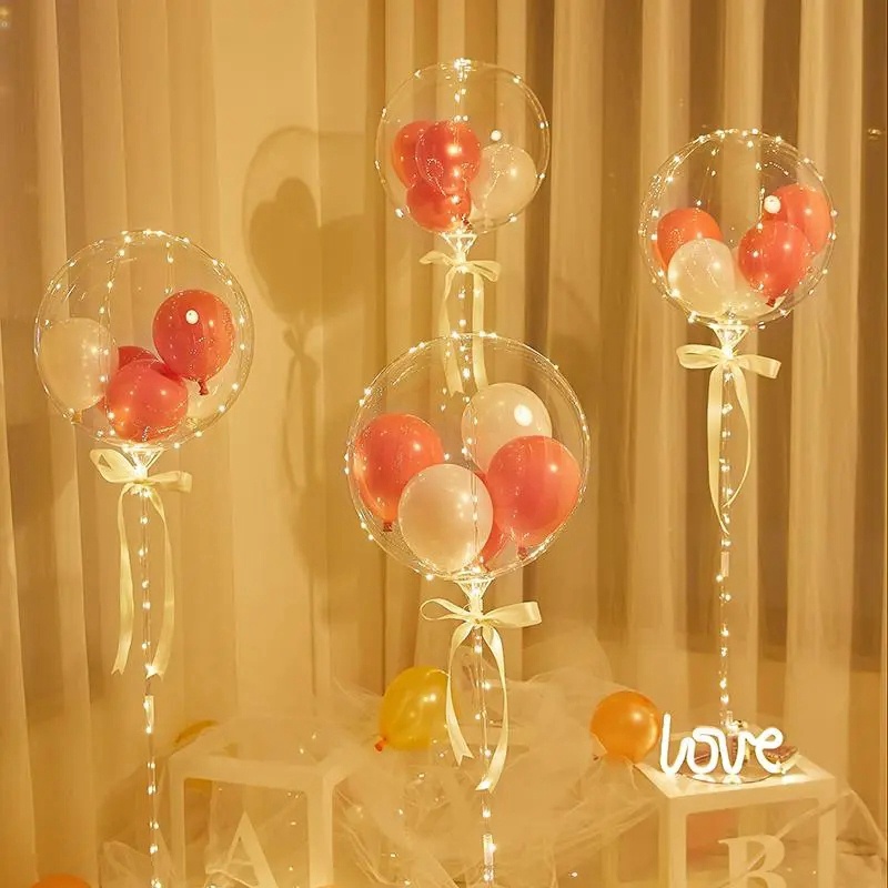 Bó Hoa Hồng Bong Bóng Bobo Trong Suốt Sáng Tạo Trang Trí Tiệc