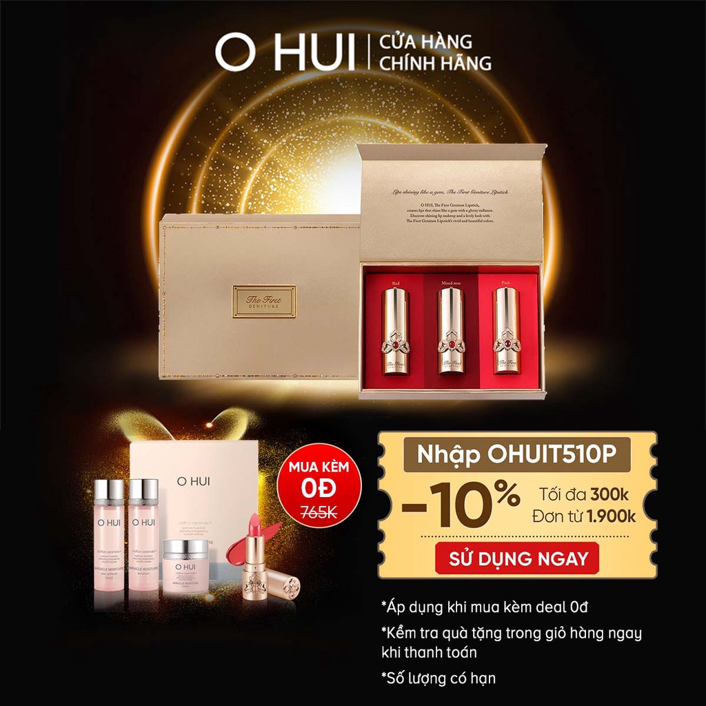 [Mã COSLUX05 giảm 120K]Bộ 3 Son lì dưỡng ẩm ngăn lão hóa OHUI The First Geniture Lipstick (3x3.8g)